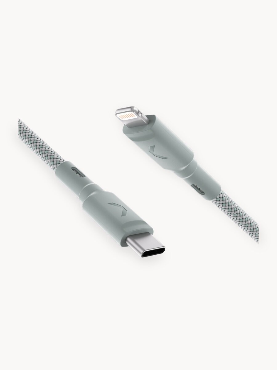 Кабель COMMO Range USB Type-C - Lightning MFI, 2.2м, Светлый серо-зелёный