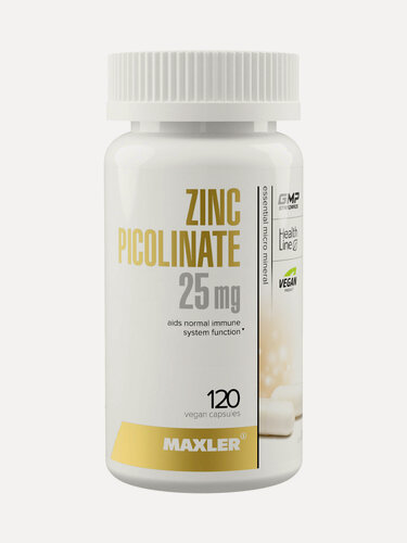 Изображение товара Цинк пиколинат 25 мг Maxler для иммунитета и здоровой кожи, 120 вегетарианских капсул