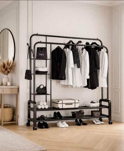 Изображение товара Напольная вешалка/Компактная вешалка с полками и крючками/Организатор одежды