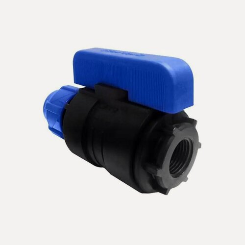 Изображение товара ПНД кран шаровой Valfex d32х3/4 дюйма с внутренней резьбой и цангой для холодного водоснабжения, 16 бар, Россия