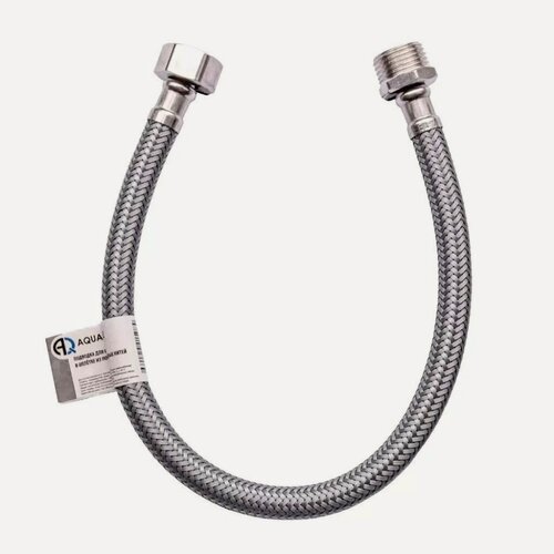 Изображение товара Подводка для воды AquaLine 1/2 дюйма 4 метра, гибкая стальная в оплетке из полиамида, г-ш, для смесителя и унитаза