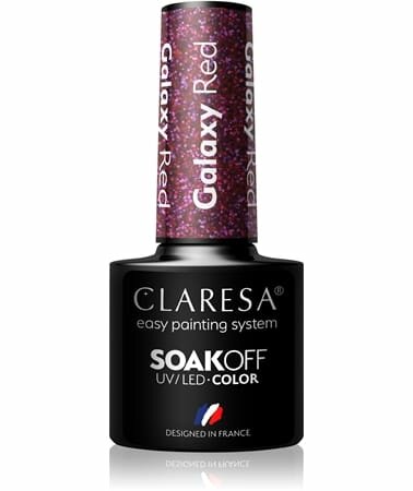 Лак для ногтей Claresa SoakOff UV/LED Color Galaxy, красный, 5 г