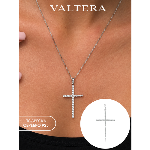 фото Подвеска valtera, серебро, 925 проба, родирование, фианит, бесцветный
