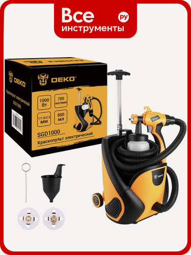 Изображение товара Краскопульт электрический DEKO SGD1000, HVLP‑технология, латунный сопло, для лакокрасочных покрытий