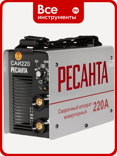 Изображение товара Инверторный, Ресанта, сварочный аппарат Ресанта САИ 220 65/3, ручной дуговой сварки металлических, легкий