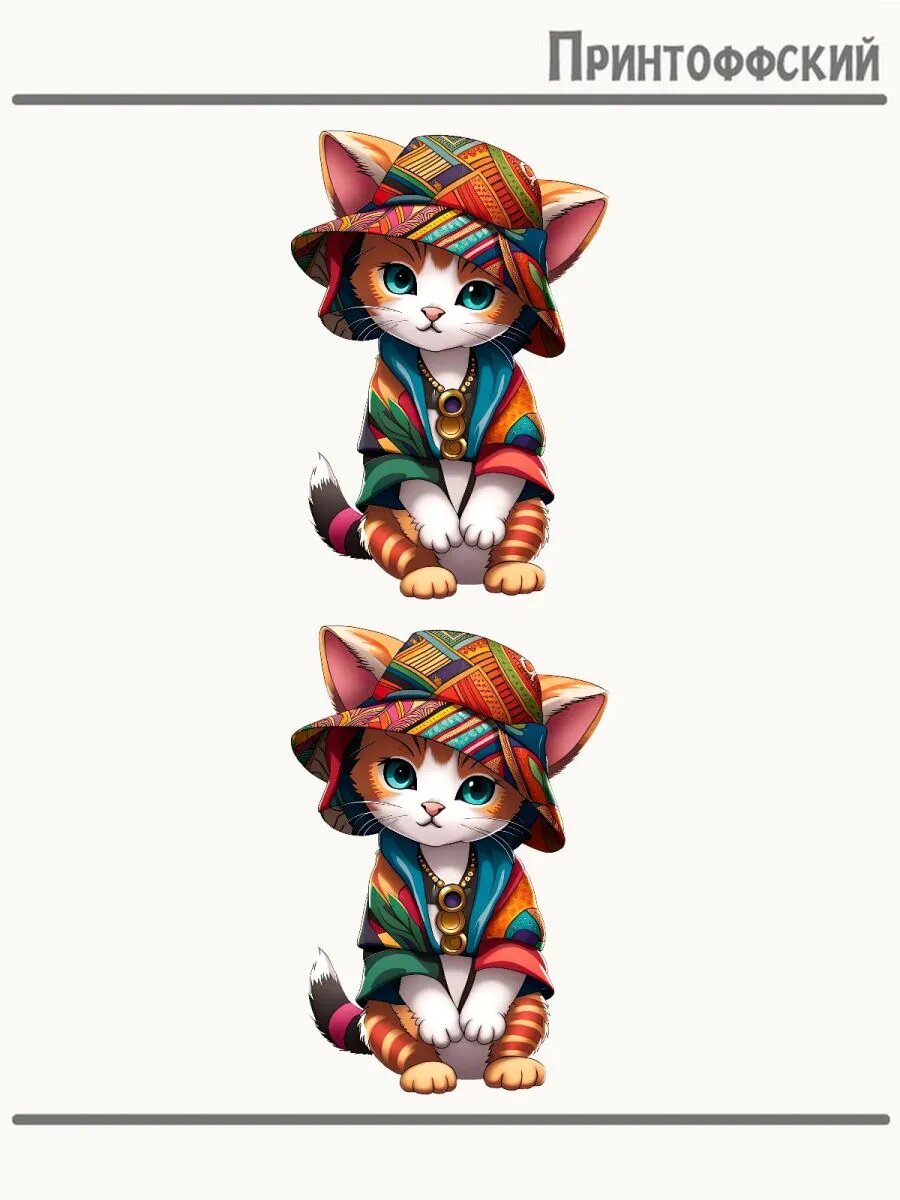 2-е (Две) Термонаклейки Кот