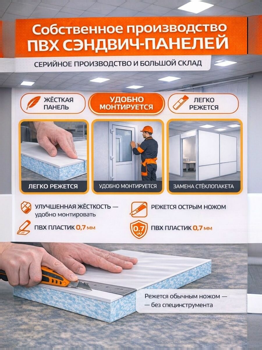 Откос оконный (сэндвич-панель 32/07мм) Белый 200х1550мм. — фото 1