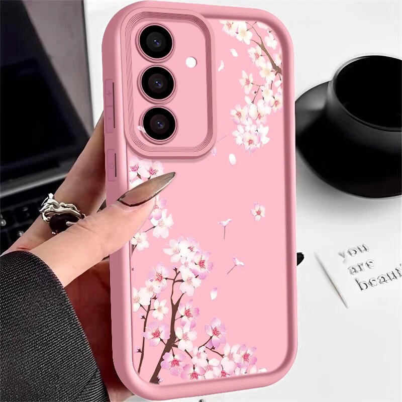 Мягкий Силиконовый Чехол С Рисунком Розовых Цветов Персика Для Galaxy S24 FE, Розовый, B030 Pink