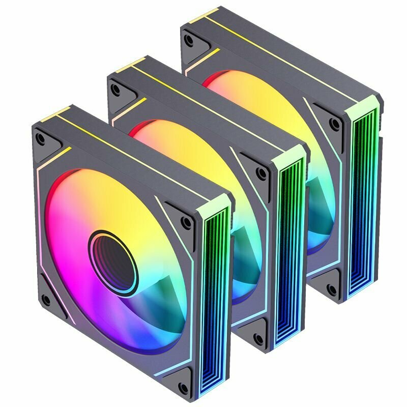 Комплект вентиляторов ПК 3шт 120мм 4pin PWM ARGB 5V черный призма контроль подсветки