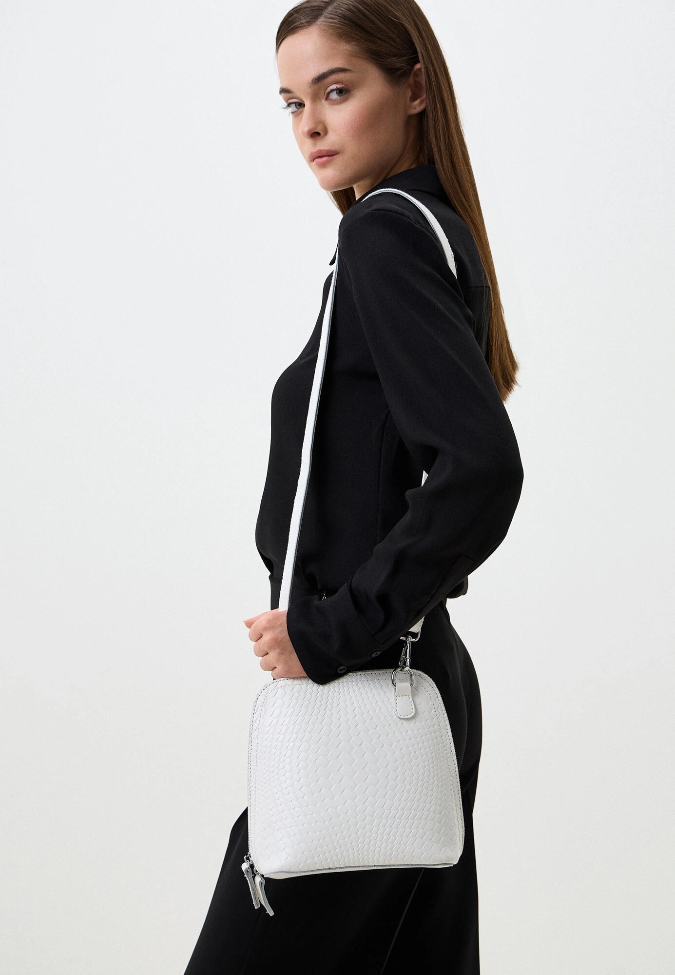 Сумка кросс-боди TERVOLINA, фактура зернистая, белый — фото 1
