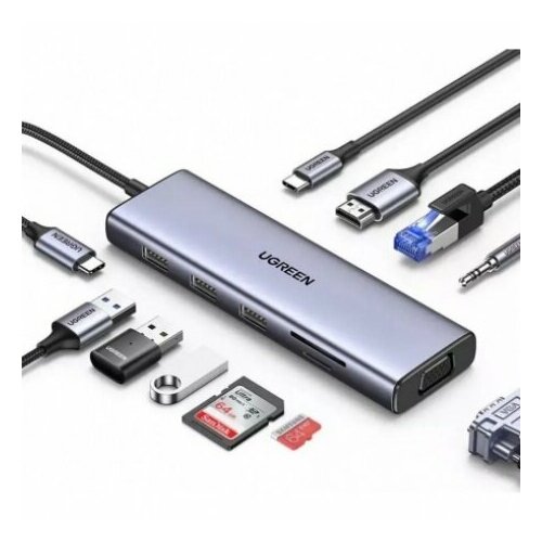 Хаб-адаптер UGREEN CM498-15601 Space Gray 15601 4105₽