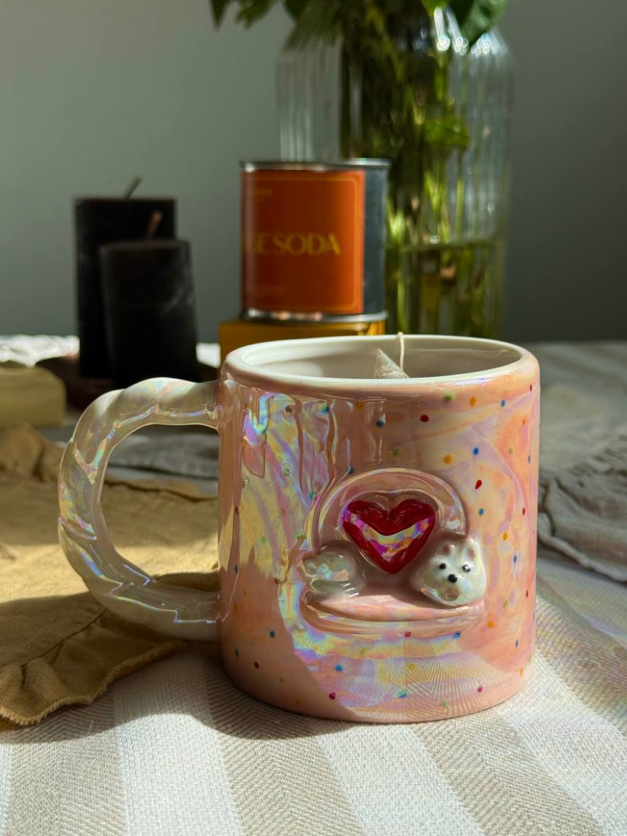 Кружка DB HOMME "Pinterest", с сердечком, керамика, фигурная, с декором, 300 мл