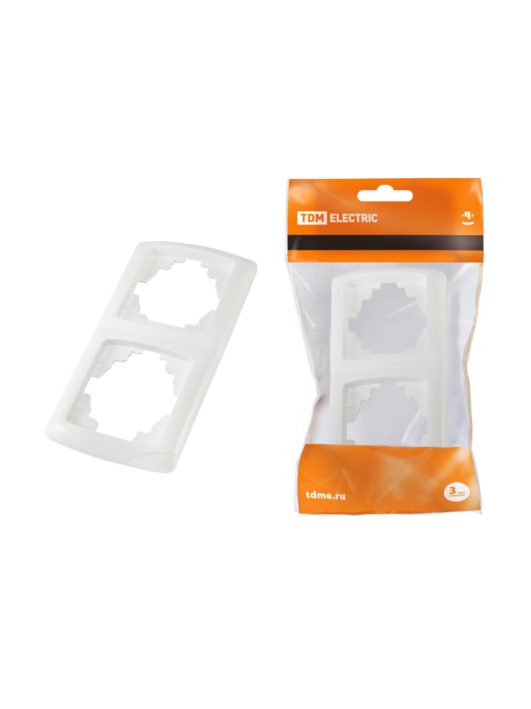 Рамка 2-х постовая вертикальная белая "Онега" TDM SQ1805-0027