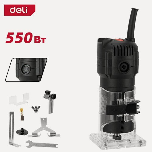 Изображение товара Профессиональный кромочный фрезер 550Вт Deli DE-XB550-1E (34500 об/мин, цанга 6мм)