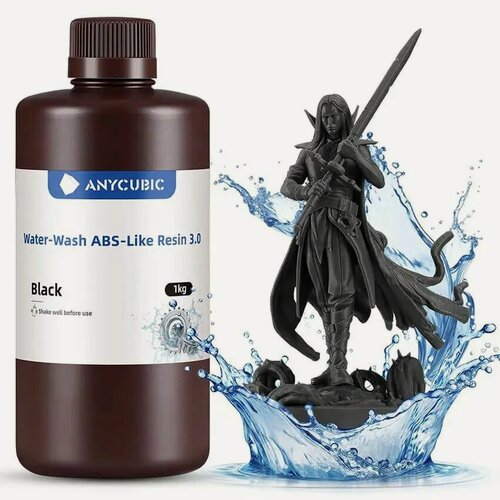 Изображение товара Фотополимерная смола Anycubic Water-Wash ABS-Like Resin 3.0 Черная (1кг.)