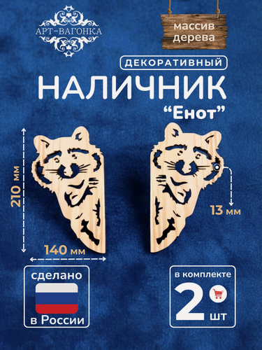 Изображение товара Наличники декоративные резные "Енот" деревянные Арт-Вагонка 2 шт.