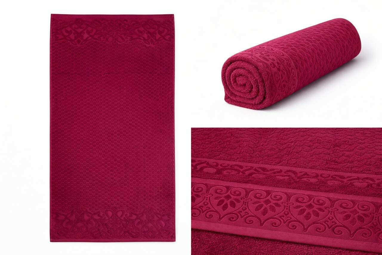 Банное нежное полотенце махровое с жаккардовым узором 70×140 см