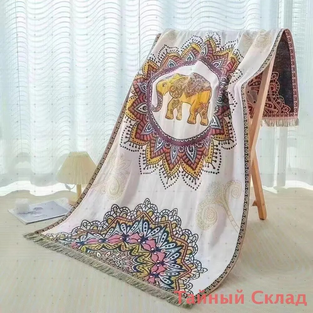 Полотенце для ванной муслиновое 80x160 см с рисунком для ванной, разноцветное, 1 шт.