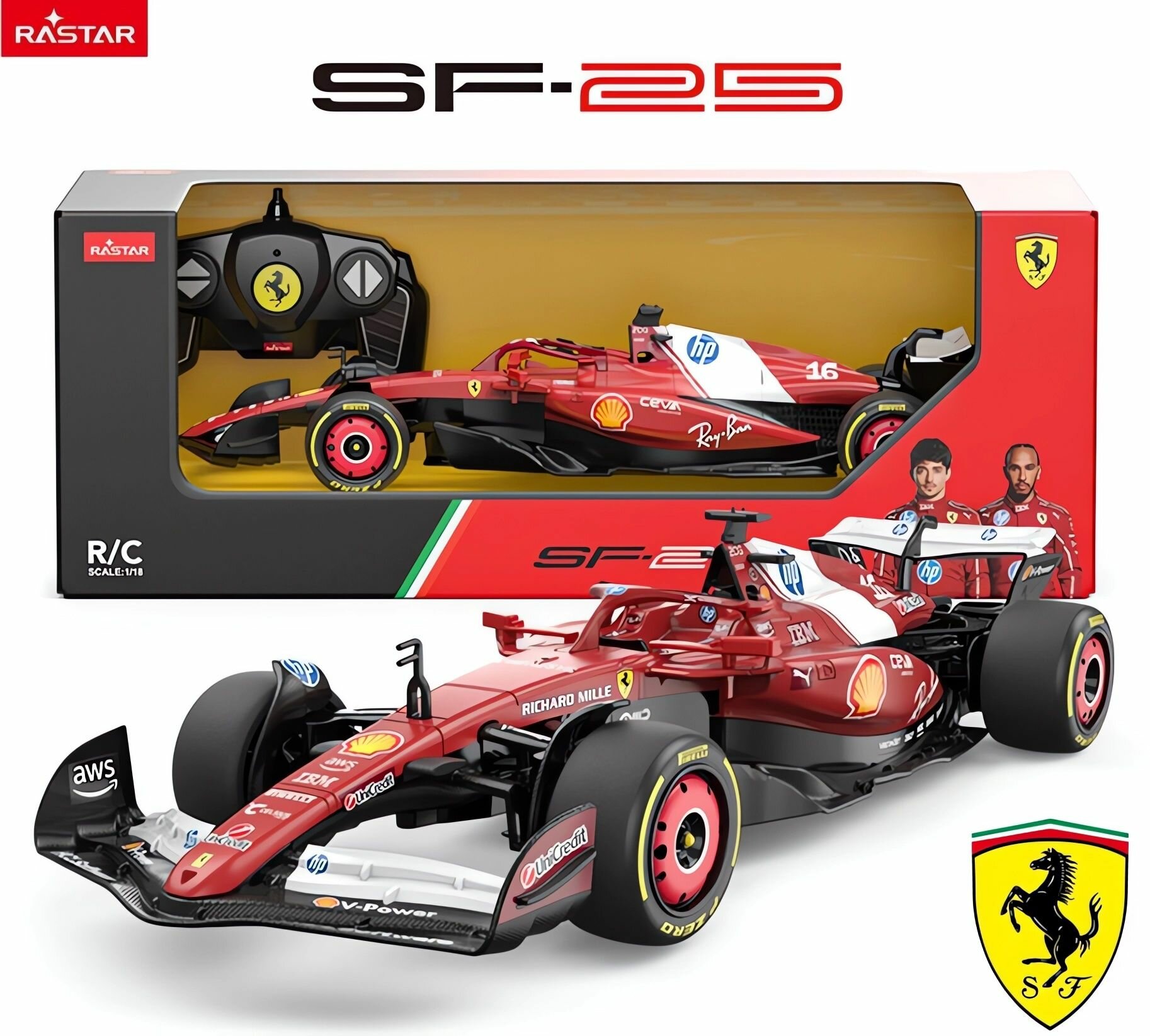Радиоуправляемая модель болида Формулы-1. RASTAR. Феррари "Ferrari" SF-25 № 16/Шарль Леклер (Масштаб 1:18) Сезон 2025