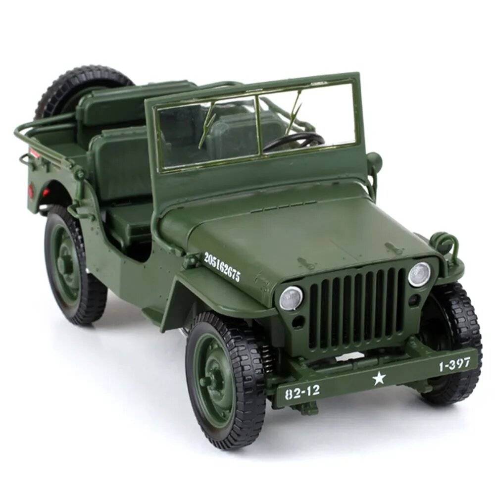 Военный Джип Игрушечный Автомобиль 1/18 масштаб Второй мировой войны Зеленый цвет