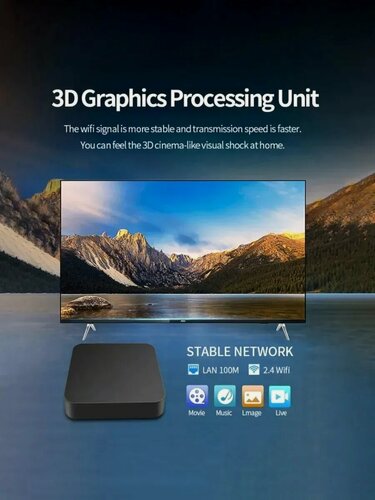 Изображение товара ТВ приставка Smart TV 4K UHD, Amlogic S905, 64 ГБ, Android 11.1, черная