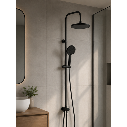фото Душевая система с верхним тропическим душем esko st1300b, черная