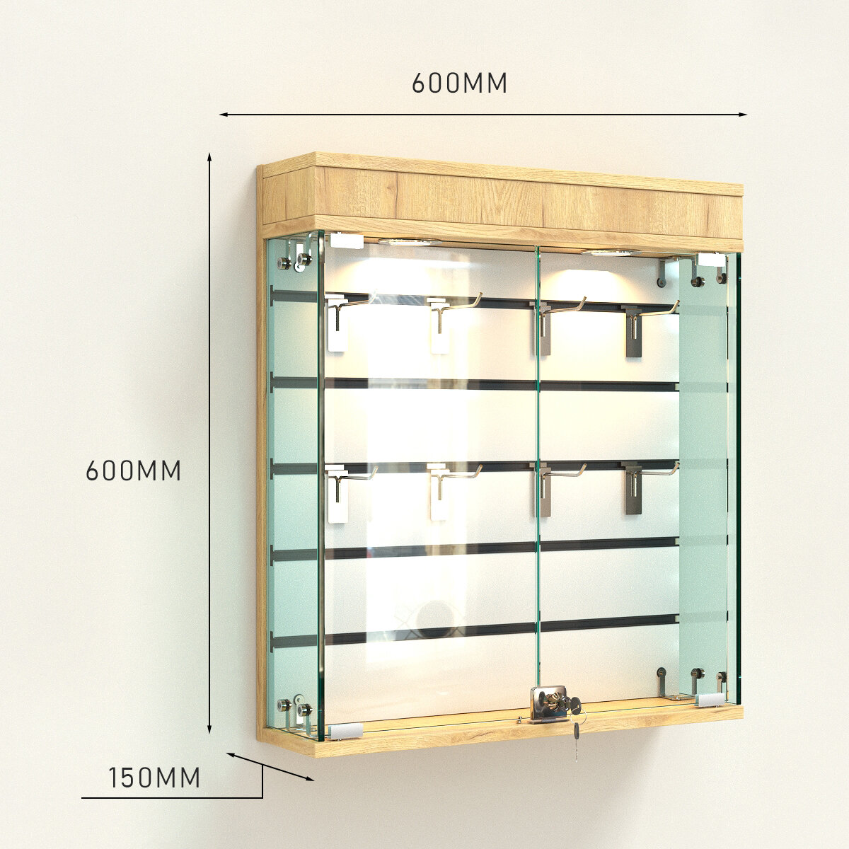 Витрина "атриум" настенная без полок №1А-4, Дуб Золотистый. Производитель товара - компания Westcom.