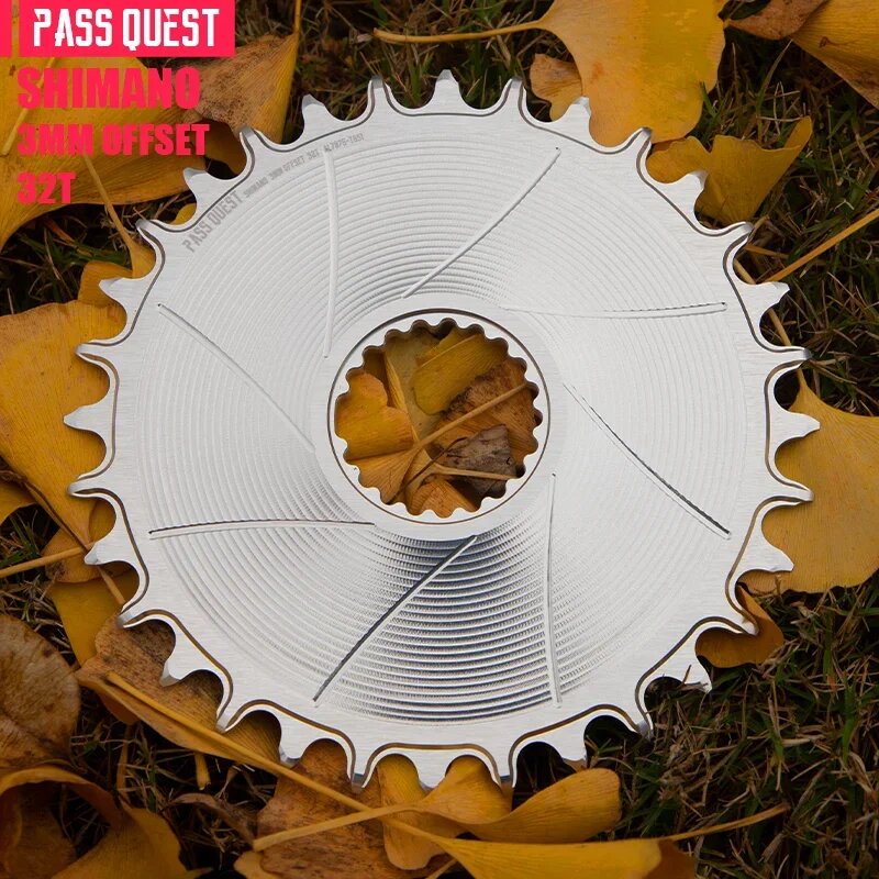 PASS QUEST 3 мм звездочка AERO для M6100 M7100 M8100 M9100 черная и серебристая 28-38T Silver 32T