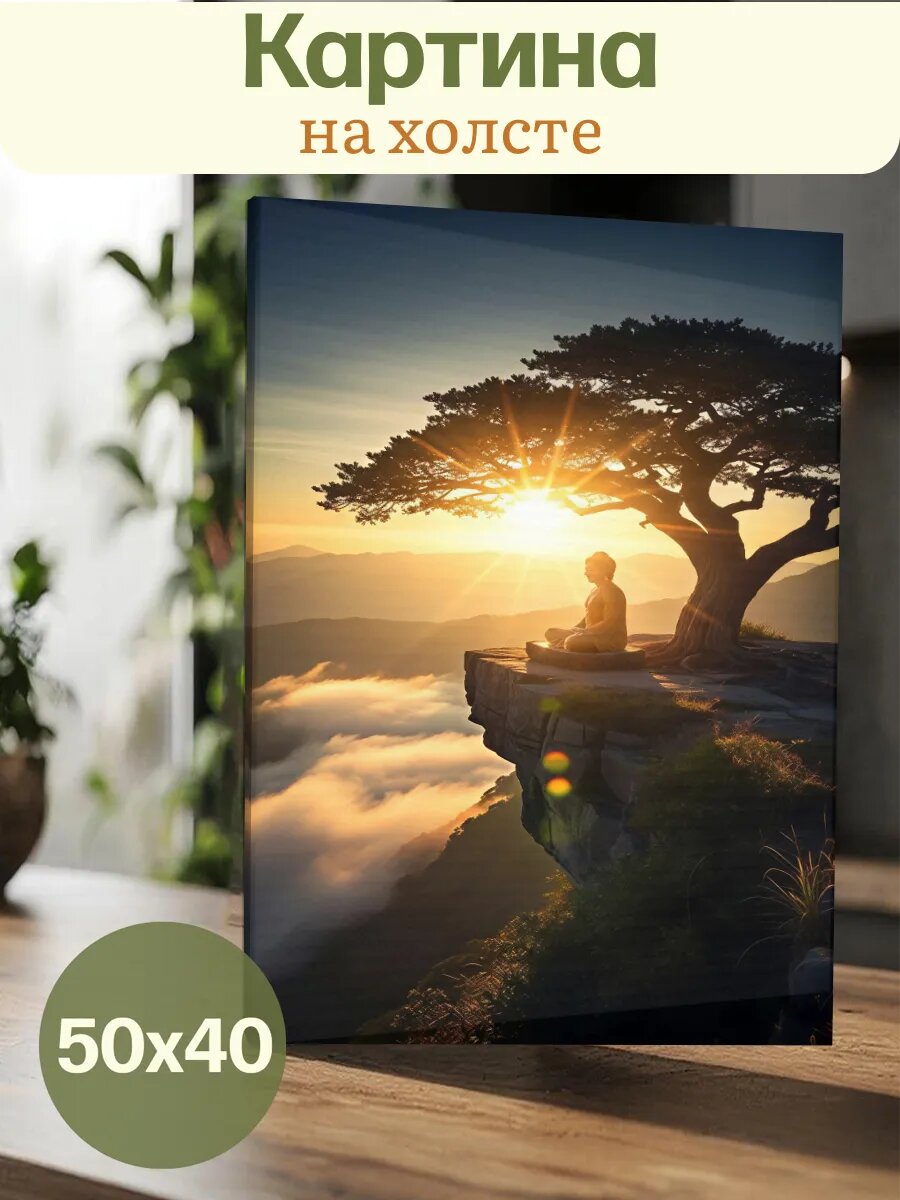 Картина 40х50 Природа Река Горы Эстетика Пейзаж Зелень