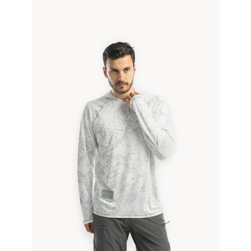 Джерси для рыбалки с капюшоном (Интерлок, Белый Принт) Размер 56-58