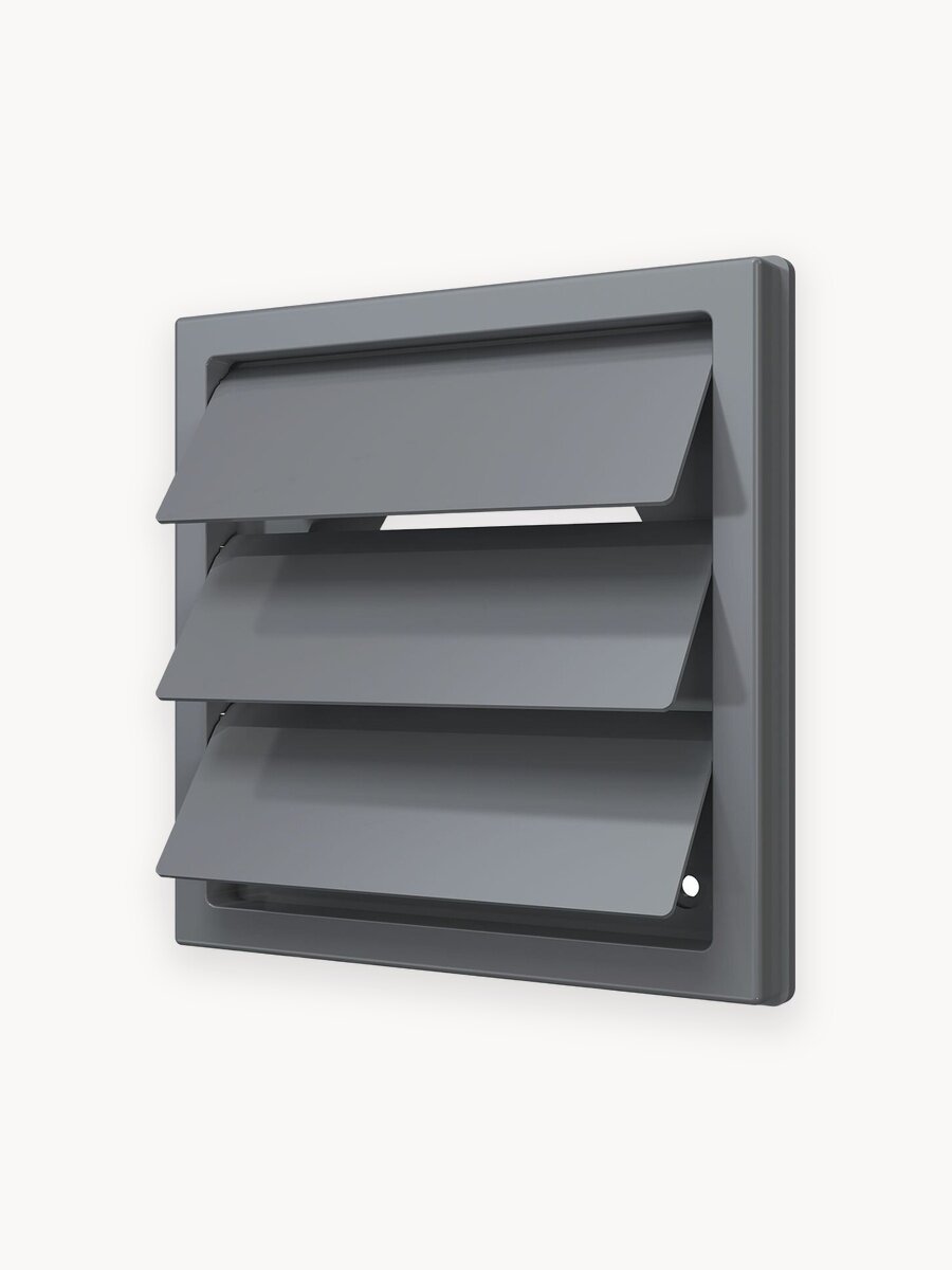 Выход стенной ERA 1515К10Ф Gray с фланцем D100 мм, 150x150 мм, жалюзи, ASA-пластик, серый