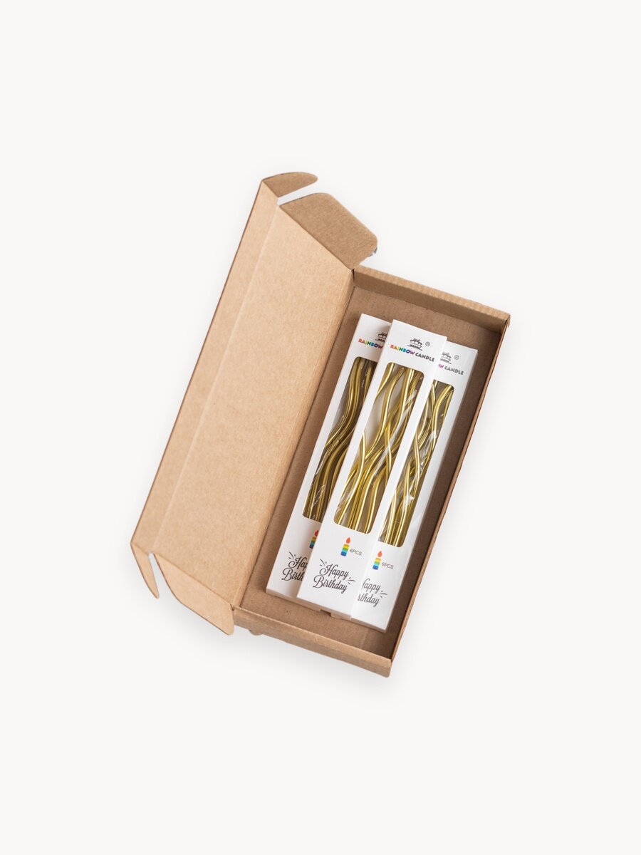 Свечи для торта, набор 18 штук ( 3 набора по 6 штук), цвет золото, D'Mari