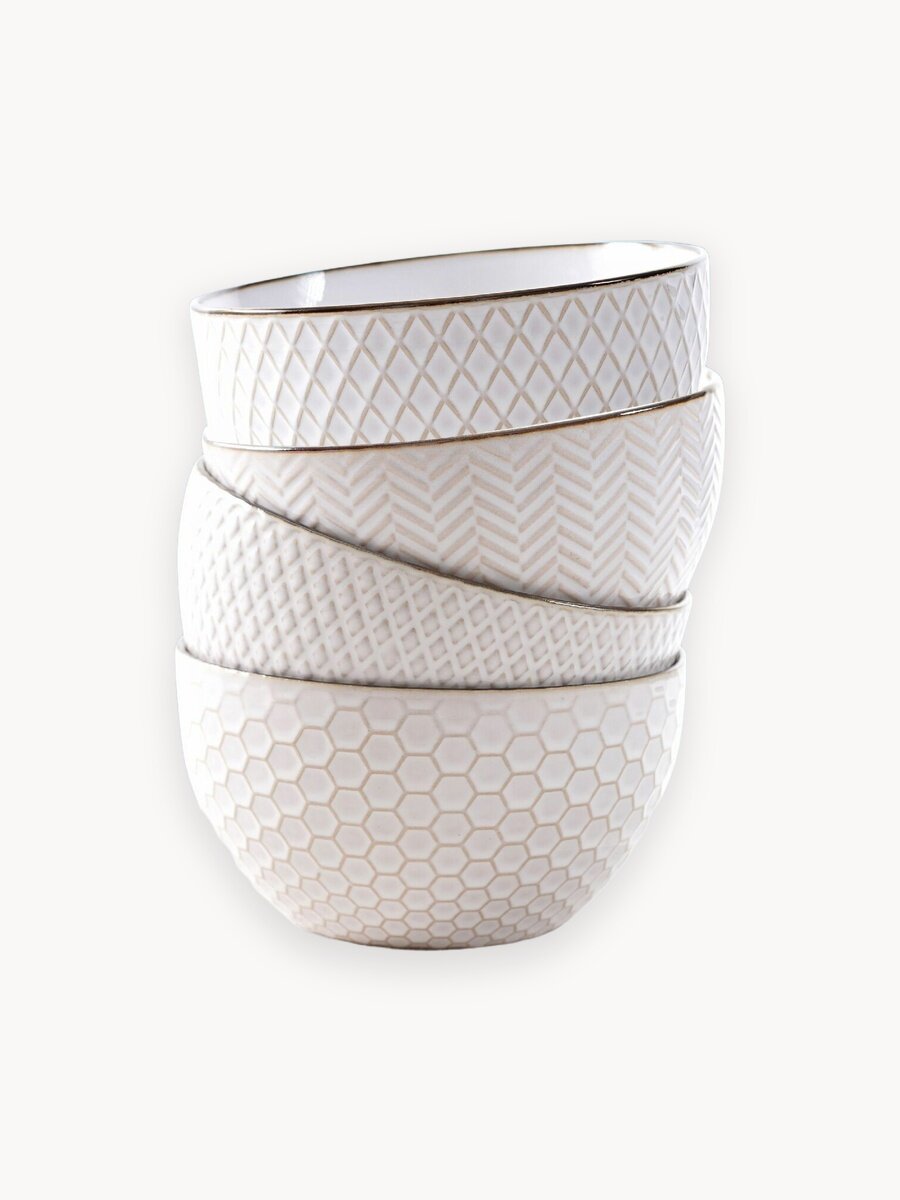 Набор тарелок глубоких Unifico Esmeralda салатники из белой керамики 4 шт. 14 см. 650 мл