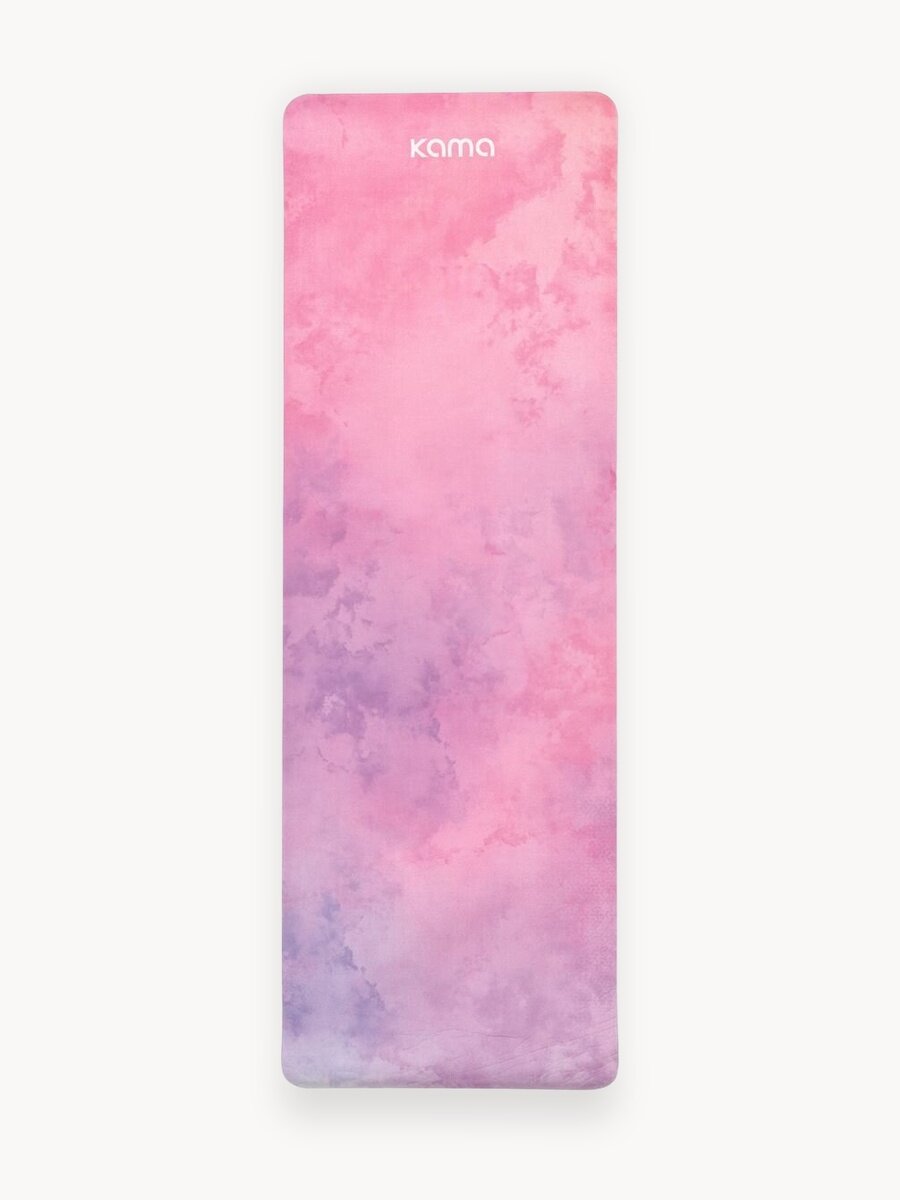 Коврик для йоги и фитнеса Kama, 6 мм, нескользящий, TPE, микрофибра, розовая платина