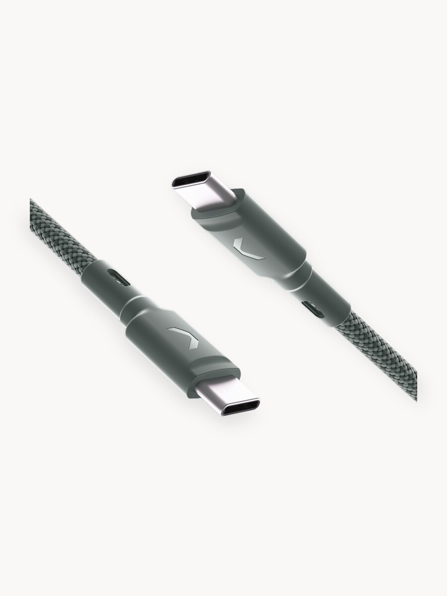 Кабель COMMO Range USB Type-C - USB Type-C, 2.2м, Серо-зелёный