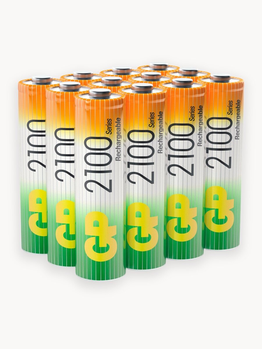 Батарейки АА аккумуляторные пальчиковые GP, аккумуляторы 2000 мАч Ni-Mh, набор 12 шт