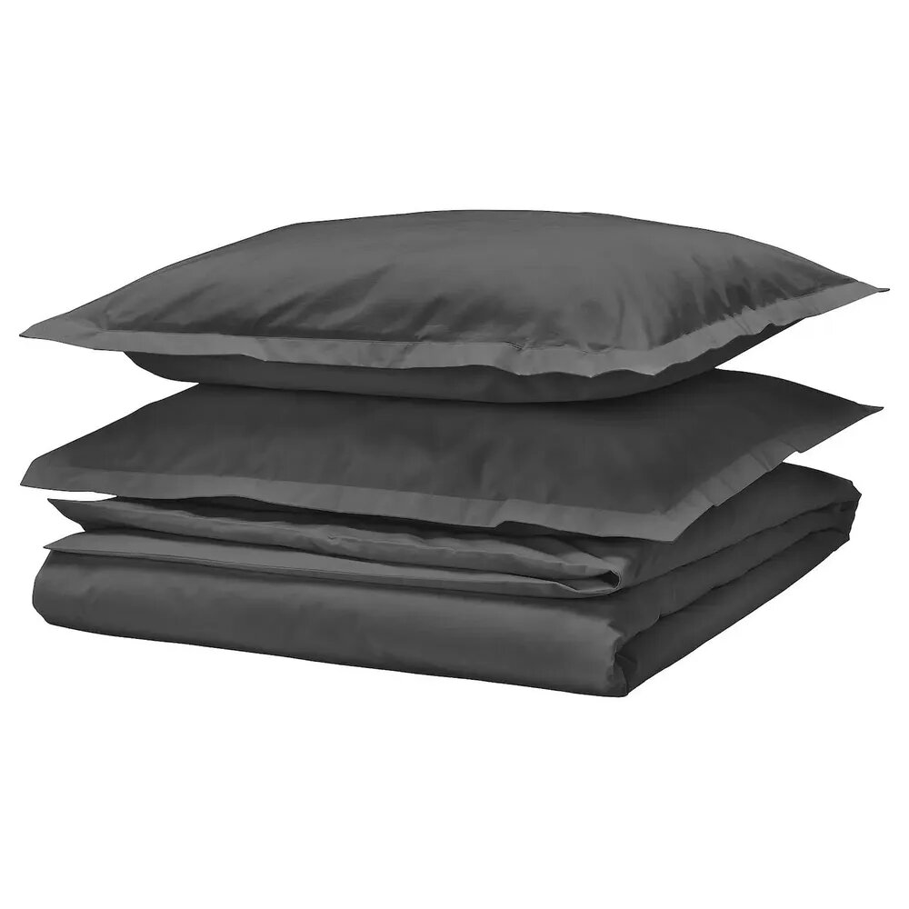 IKEA Комплект постельного белья 2-спальный хлопок 200x230 см, наволочки 50x80, цветтемно-серый