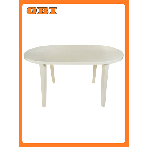 Стол овальный, пластик бежево-сливочный, 1400х800х710 мм