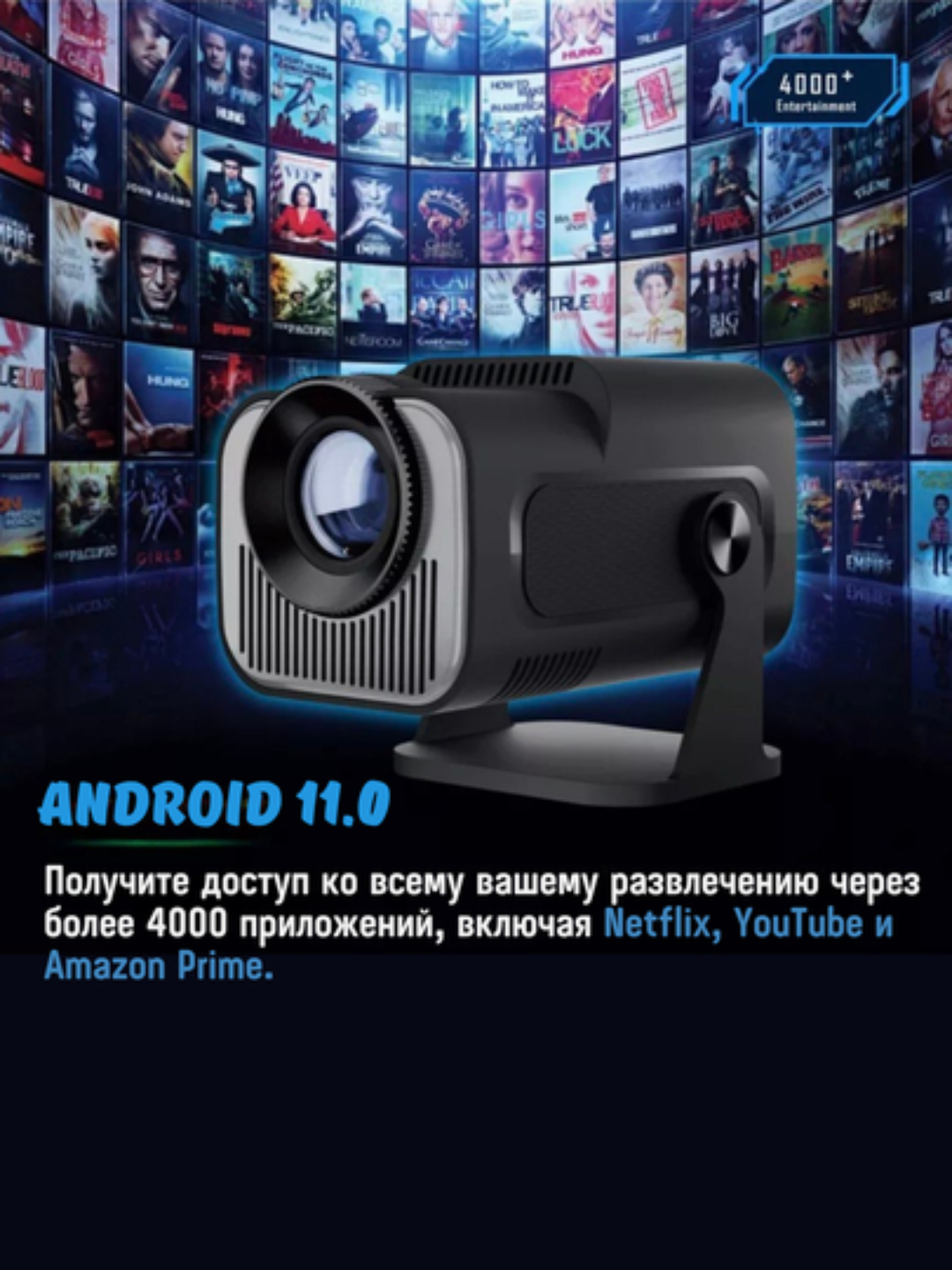 Проектор HY320 Mini, домашний кинотеатр, Full HD, Wi-Fi, Android — фото 1