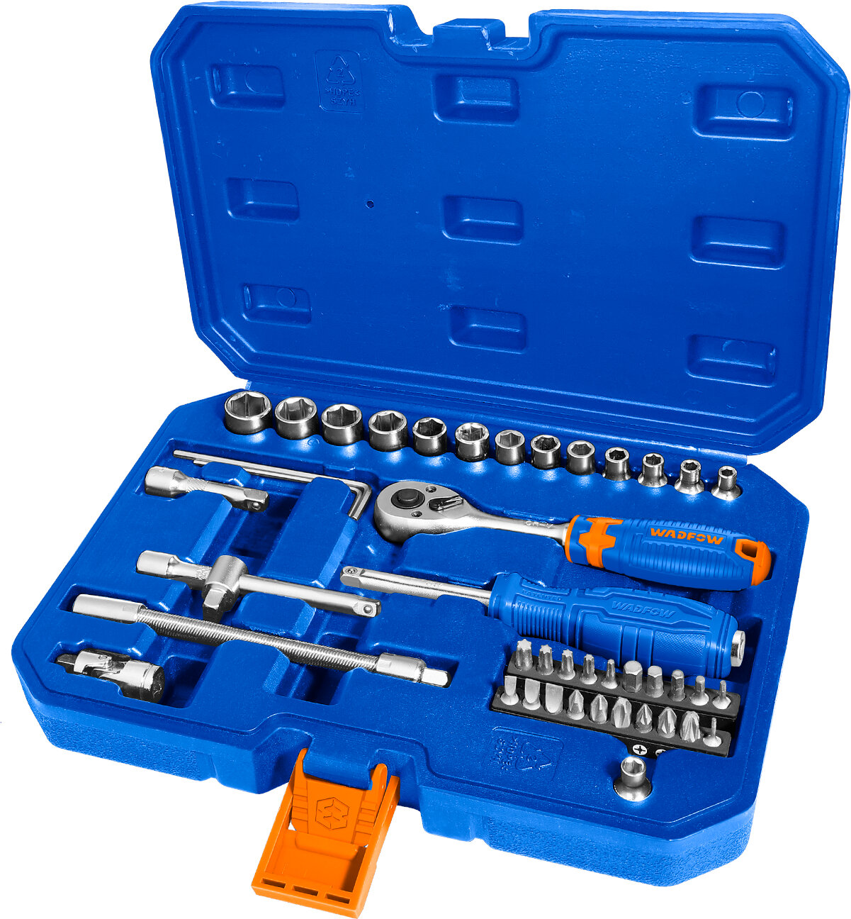 Набор головок и бит с трещеткой "WADFOW" Cr-V, 1/4" 45 предметов — фото 1