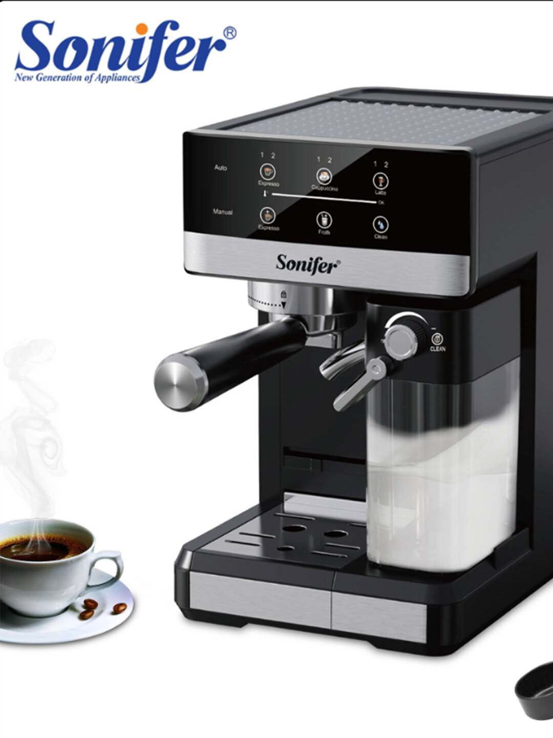 Sonifer SF‑3528 — рожковая эспрессо‑кофеварка для дома, позволяющая приготовить классический эспрессо — фото 1
