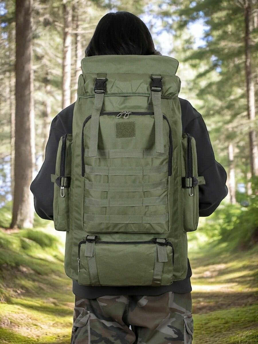 Рюкзак мужской тактический KKBackpacK, туристический, походный для охоты и рыбалки 80л олива