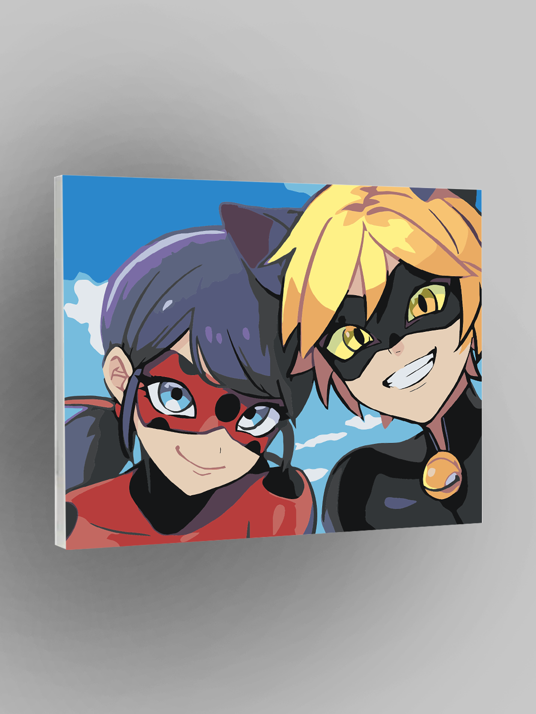 Картина по номерам "Леди Баг и Кот", мультфильмы, 40×50 см, раскраска на холсте, набор для рисования