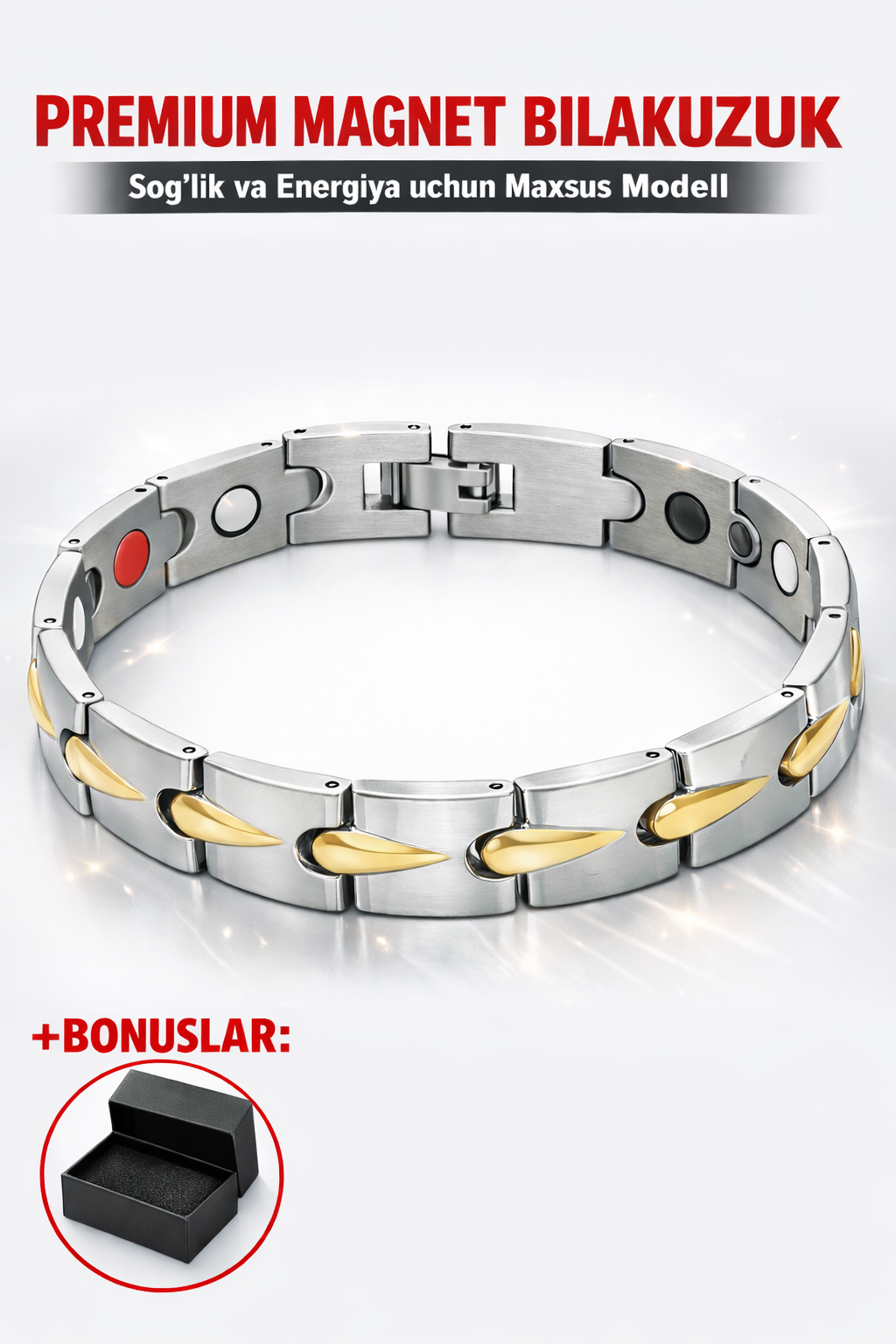 Браслет, 1 шт., размер 18 см, размер one size, диаметр 7 см, красный/золотой — фото 1