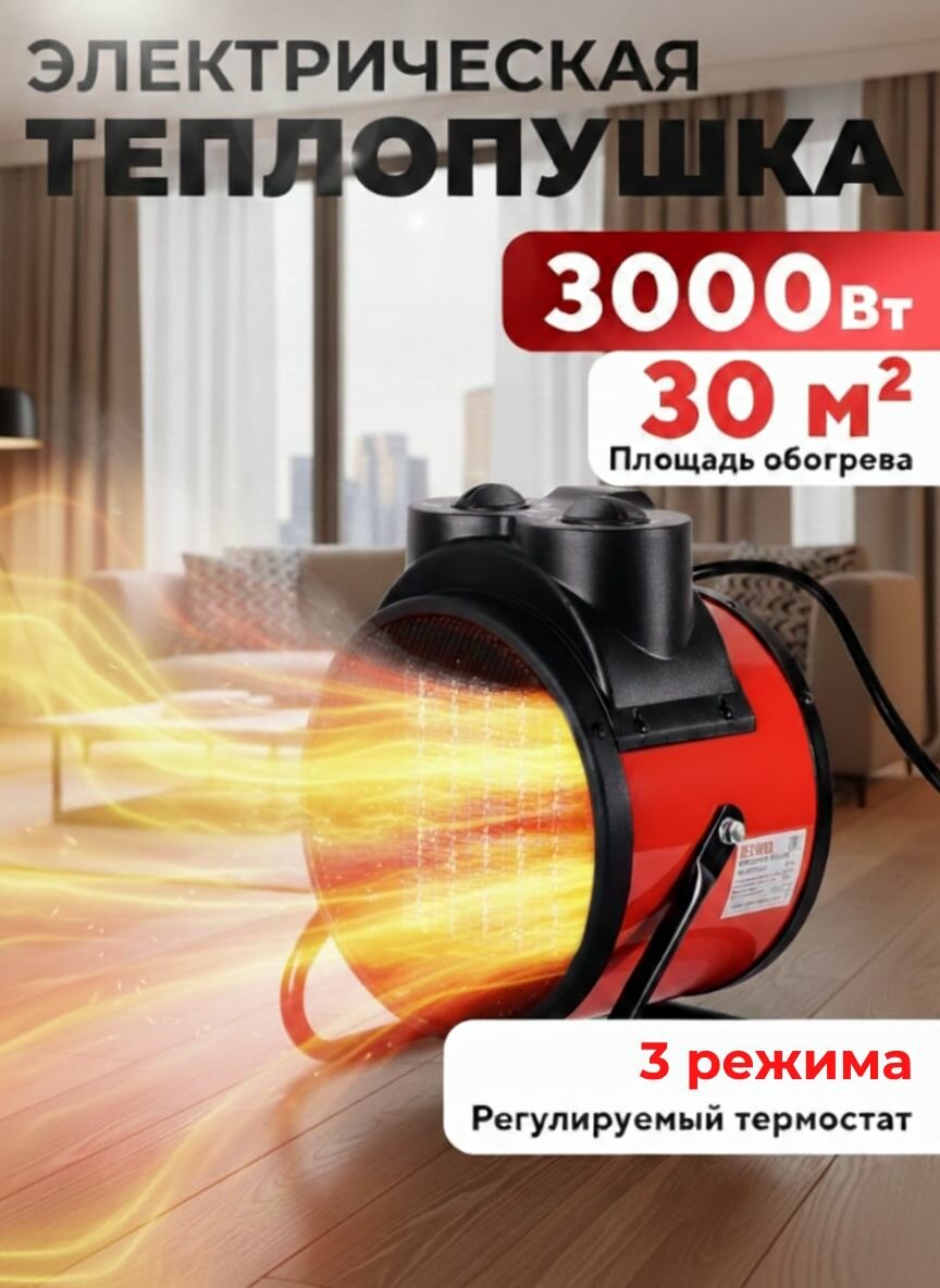 Мощная керамическая тепловая пушка электрическая 3000Вт