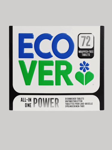 Изображение товара Экологичные таблетки для посудомоечной машины Ecover POWER Все в Одном - супер очищающие - 72шт (Бельгия) биоразлагаемые