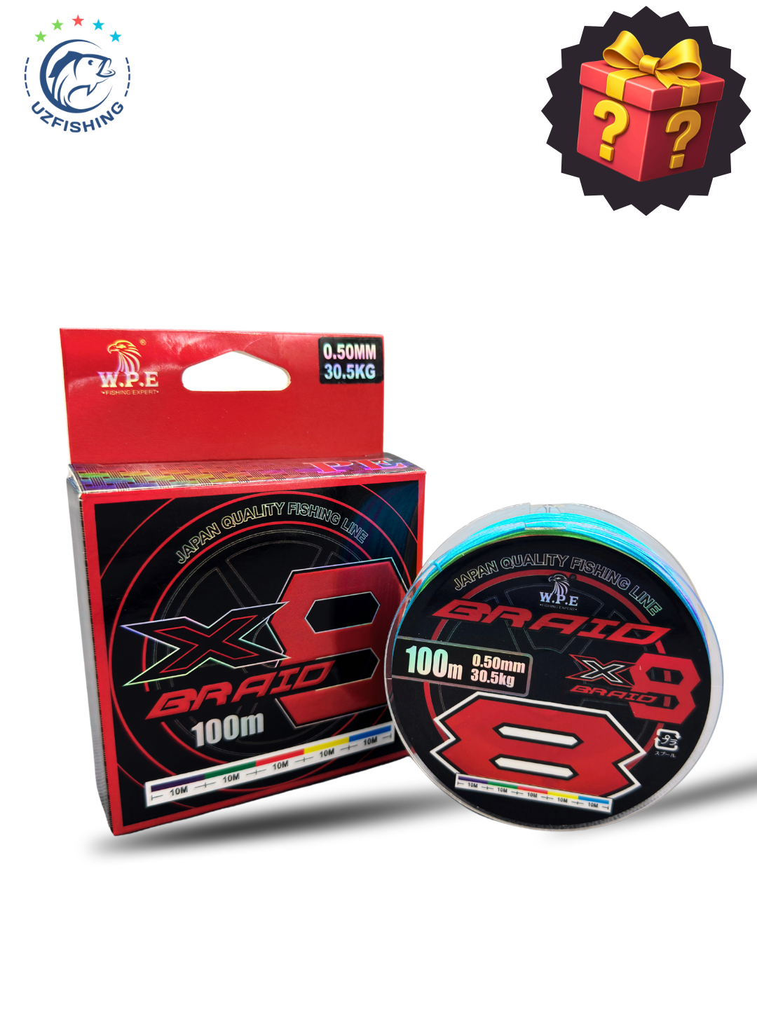 Плетеный шнур для рыбалки W.P.E Braid X8, 100м, высокопрочная рыболовная плетенка