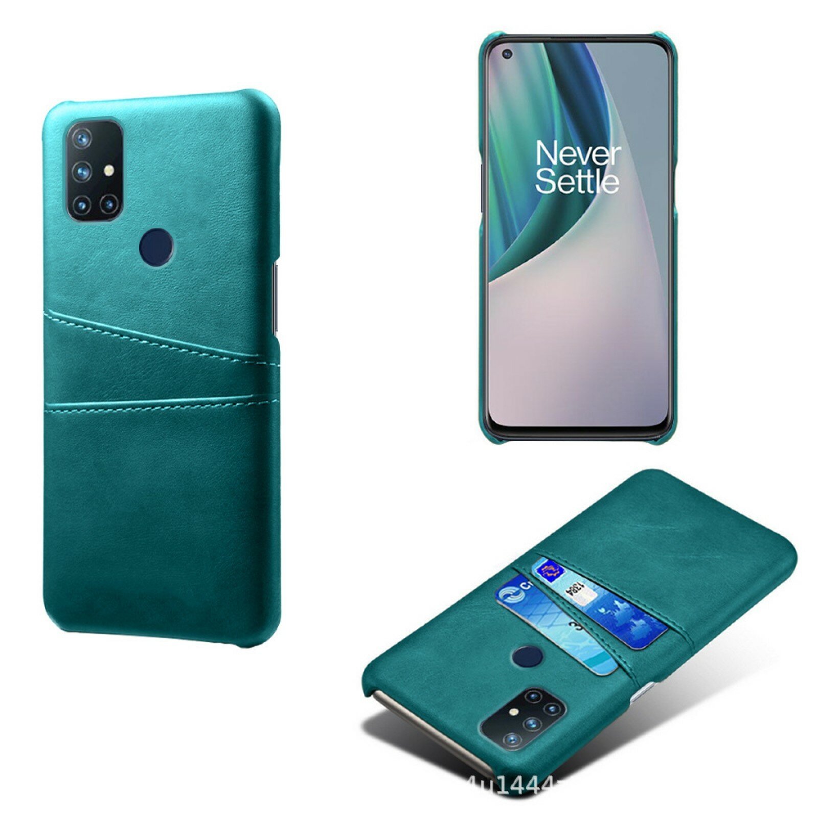 Чехол панель-накладка MyPads для OnePlus Nord N10 5G из натуральной кожи с визитницей и отделением для карт, зеленый
