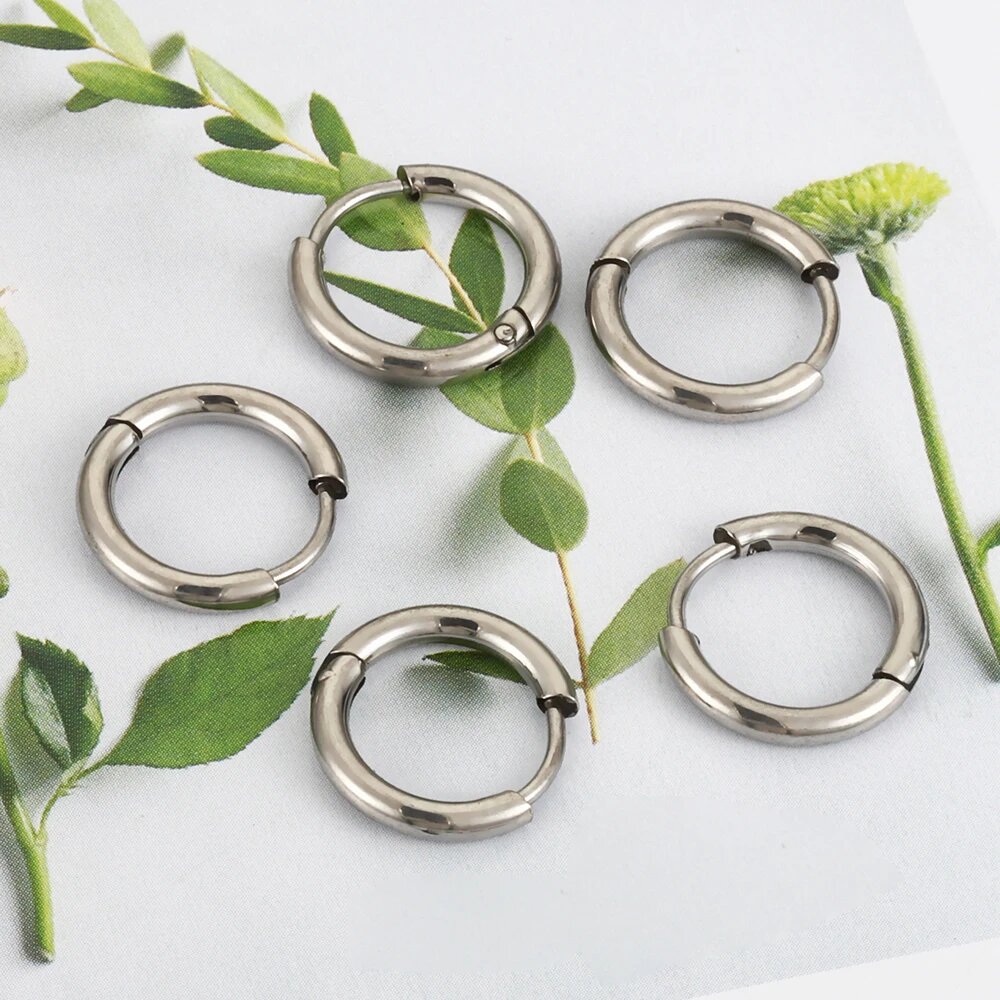 Серьги-кольца из нержавеющей стали, 8 мм, цвет сталь