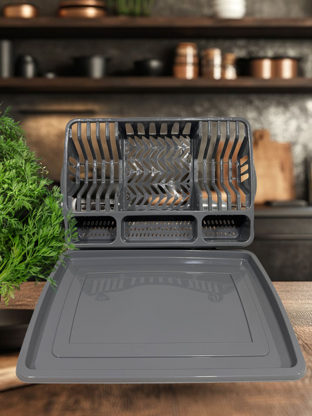 Сушилка для посуды, с поддоном, пластик, 48x34x10 см, настольная, цвет розовый